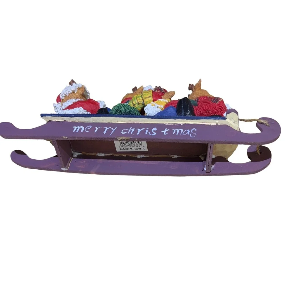 Merry Christmas Snow Sleigh 4‎ Reindeer Bears Decorative Funtime 11